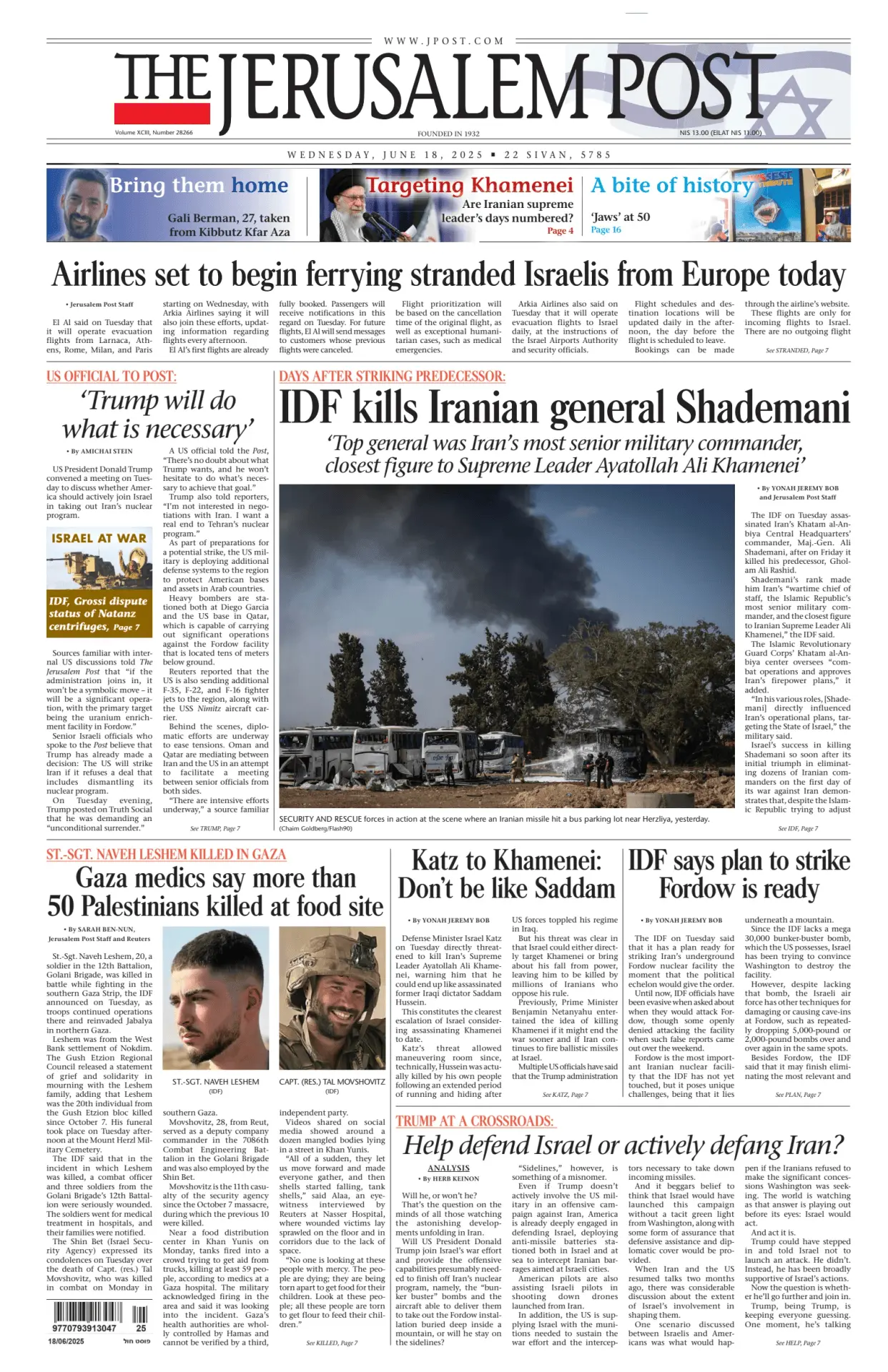 Prima-pagina-the jerusalem post-edizione-di-oggi-18-06-2025